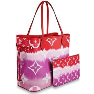 Louis Vuitton Escale Neverfull MM Red White Tie Dye Tote Handle Shoulder Bag